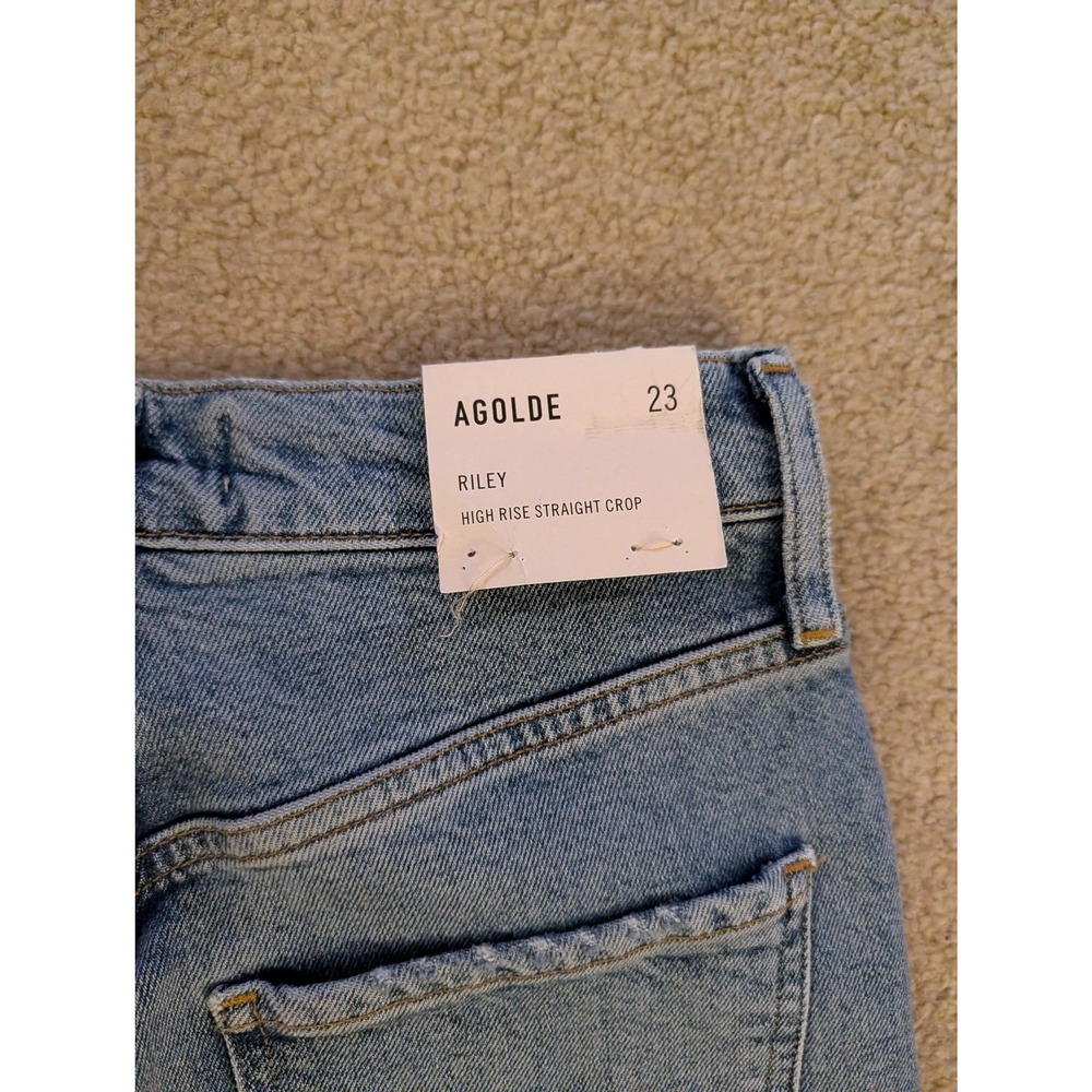 AGOLDE NWT Riley High Rise Straight Crop Jeans Shiver Wash Blue- Size 23 - Picture 7 of 8